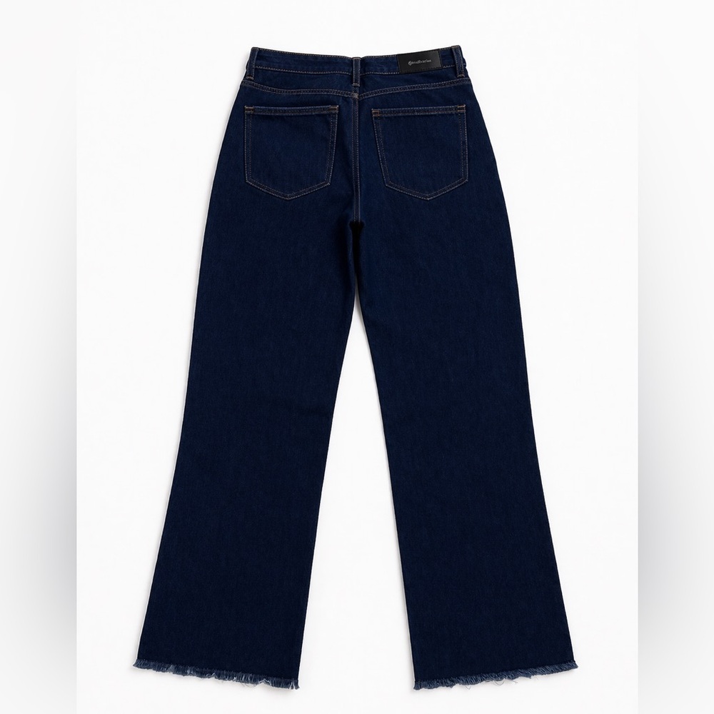 Stradivarius Navy Flare Jeans High Rise Y2K Wide Leg Size 2 - Picture 2 of 2